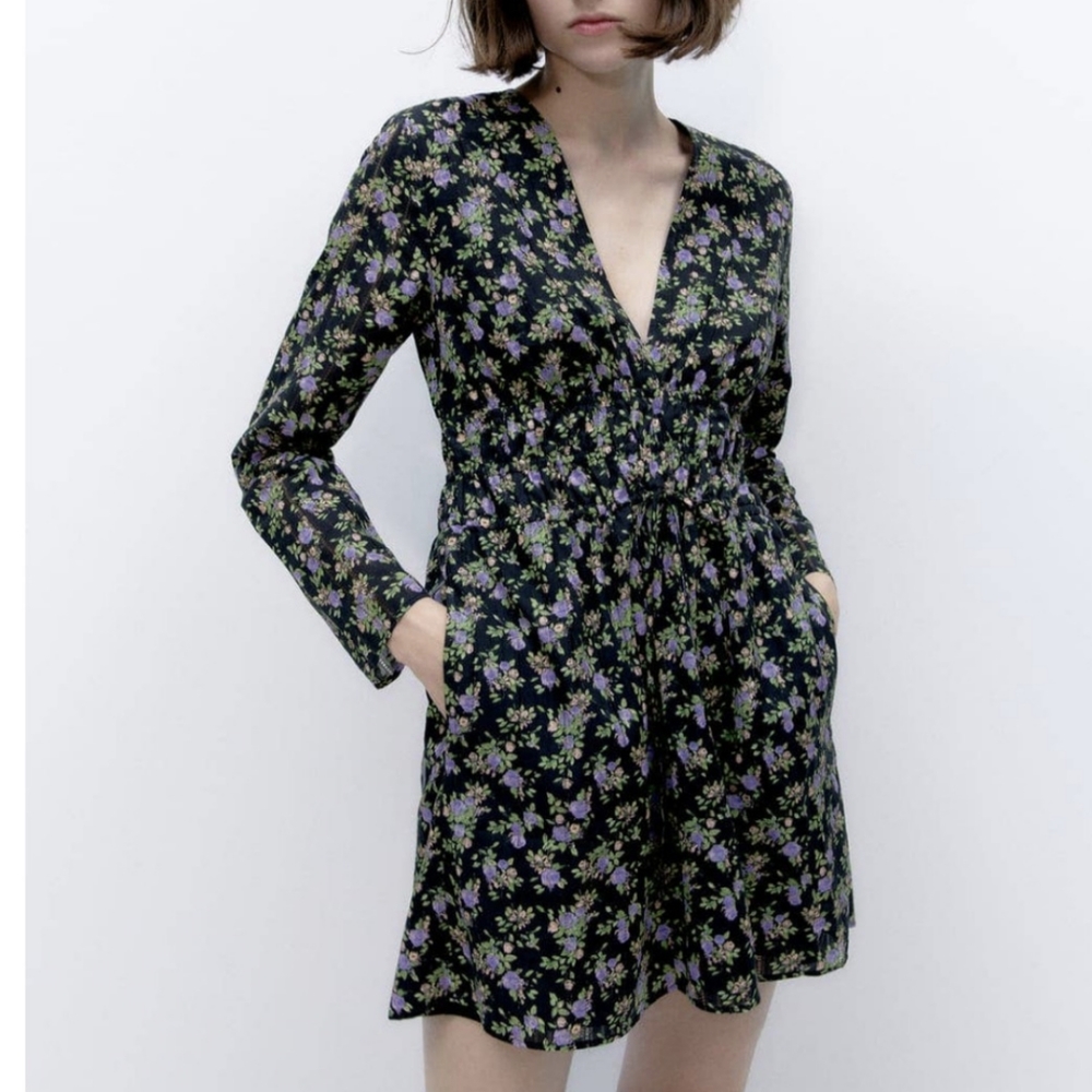 Zara Floral Print Dress NWT